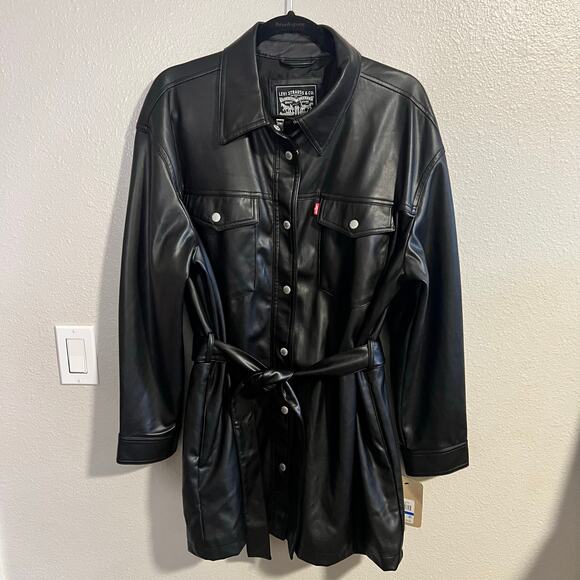 NWT Levi's Vegan Leather Coat Size XL - Picture 2 of 8